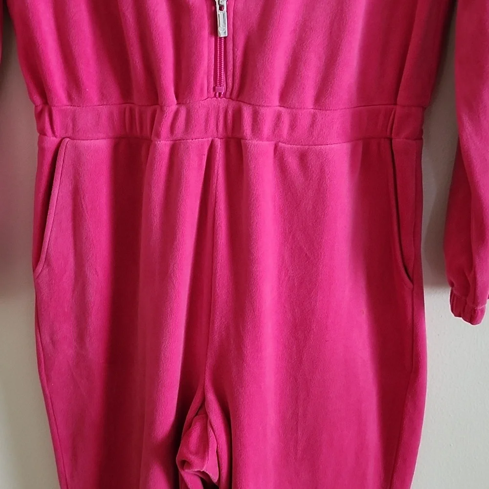 Juicy Couture Fuchsia Hooded Jumpsuit Jogger Front Zipper. Womens Small